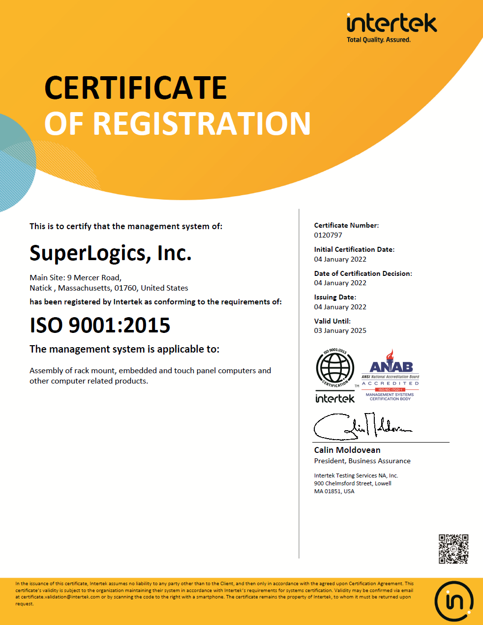 SuperLogics ISO 9001:2015 Certification